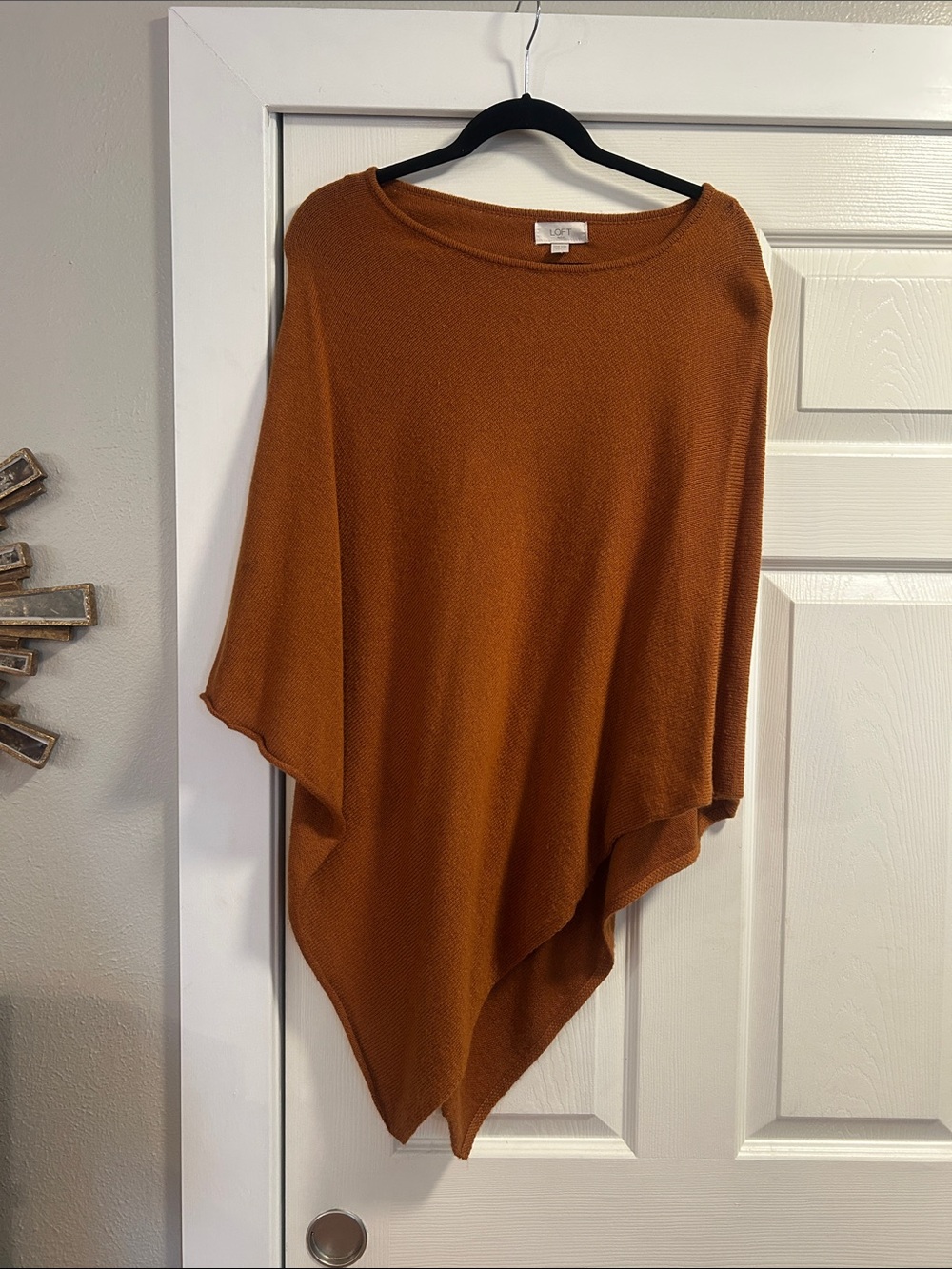 LOFT Rust Orange Knit Poncho